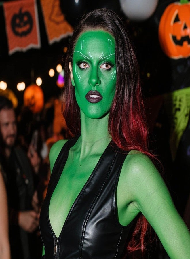 بامينفي قلم طلاء وجه أخضر ساحر من بامينيفاي، قلم طلاء جسم أخضر داكن مائي، طلاء وجه قابل للغسل مناسب لشخصيات إلفابا، وهالك، والتمويه، والصيد، والكوسبلاي، ومكياج مؤثرات خاصة احترافي لأزياء الهالوين، 1.06 أونصة - Image 5